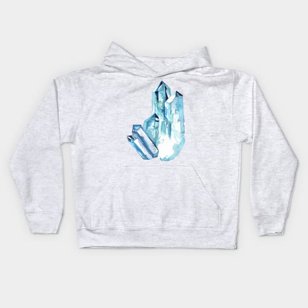 Aqua Aura Quartz Crystal Kids Hoodie by ancapora